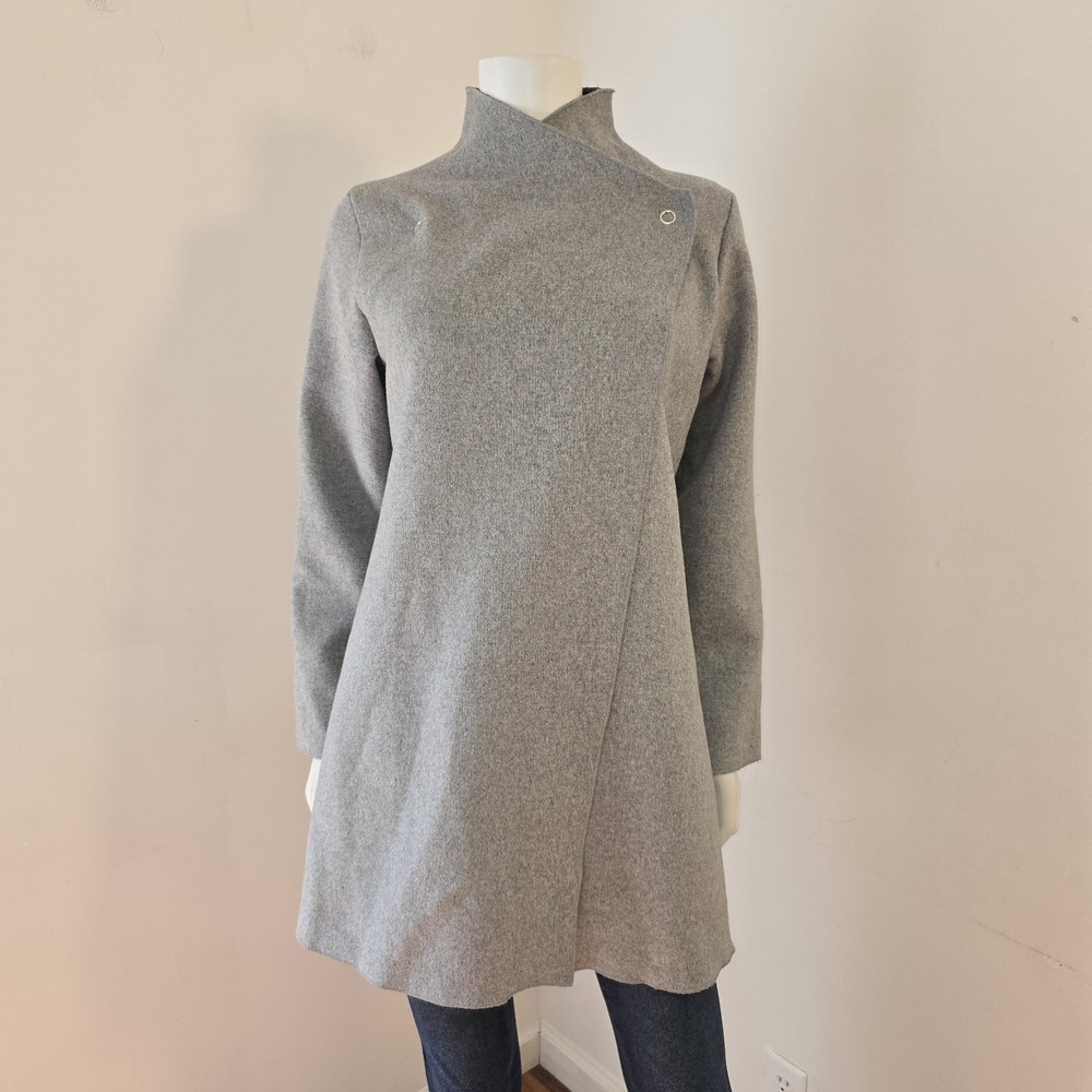 Orb Life Jacket Asymmetric Wool Blend Size XS Gray Wrap Womens Artsy Minimalist